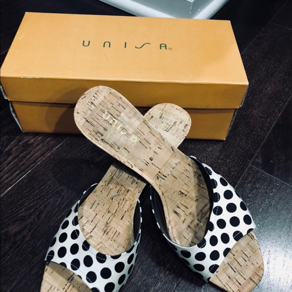 NEW Unisa healed slides white with black polkadots - Picture 4 of 4